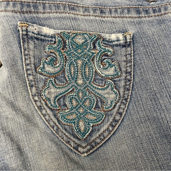 Guess Vintage Daredevil Flare Jeans Embroidery Size 29 - Picture 3 of 8